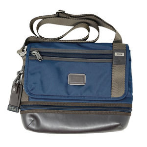 Tumi Alpha Bravo Beale Crossbody Navy & Brown Leather